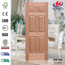 JHK-006 6 Panel Embossing Door Skin Beliebte In Südostasien MDF EV-Sapele Riesige Tür Panel